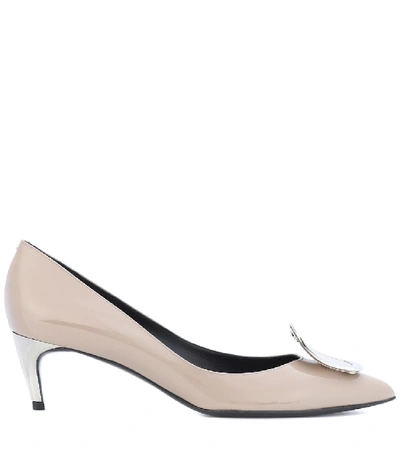 Shop Roger Vivier Sexy Choc Patent Leather Pumps In Beige