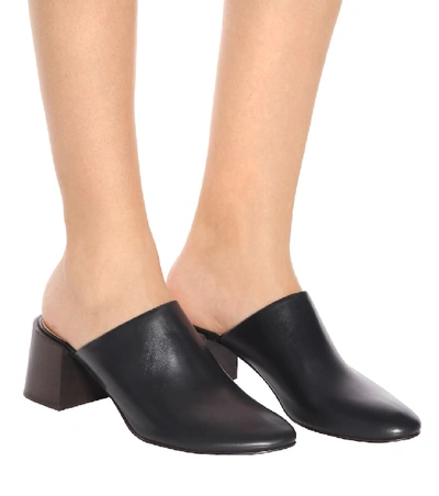 Shop Acne Studios Sihl Leather Mules In Black