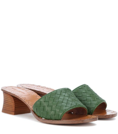 Shop Bottega Veneta Intrecciato Leather Sandals In Green