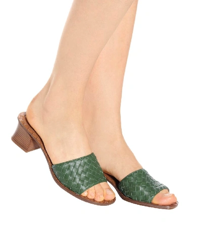 Shop Bottega Veneta Intrecciato Leather Sandals In Green