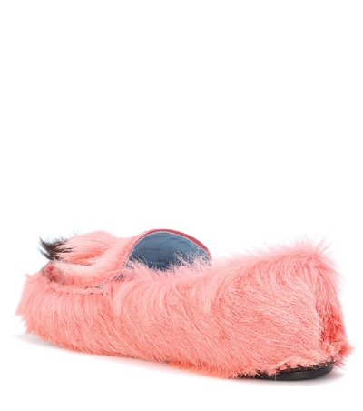 Shop Prada Calf Hair Loafers In Pink