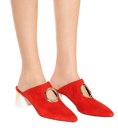 Shop Neous Pleione Suede Mules In Red