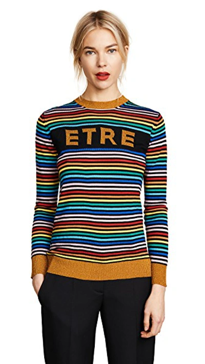 Shop Etre Cecile Etre Boyfriend Crew Knit Sweater In Multi Stripe