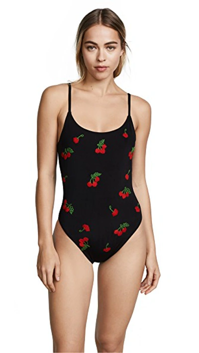 Shop Banner Day Cherries Swimsuit In Black