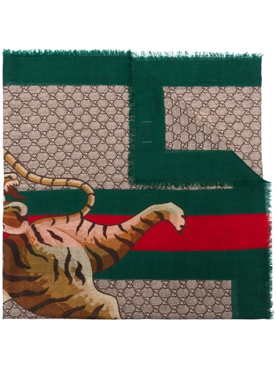 Shop Gucci Bengal Print Scarf - Multicolour