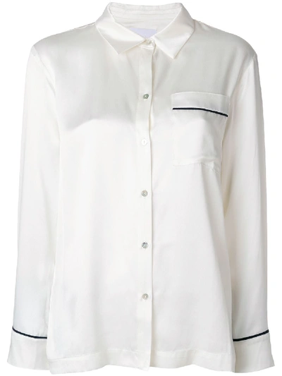 Shop Asceno Striped Edge Shirt - White
