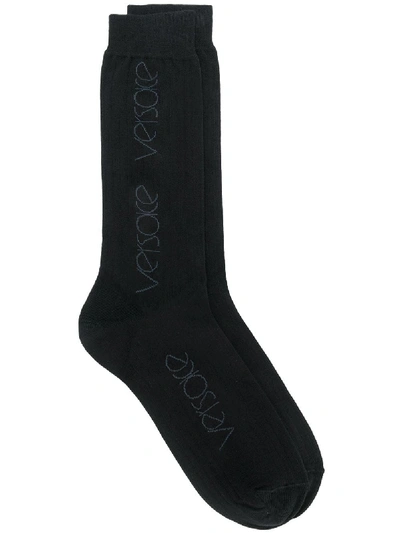 Shop Versace Woven Logo Socks