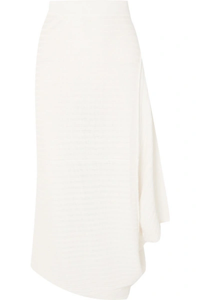 Shop Jw Anderson Infinity Asymmetric Ribbed Linen Midi Skirt In Ivory