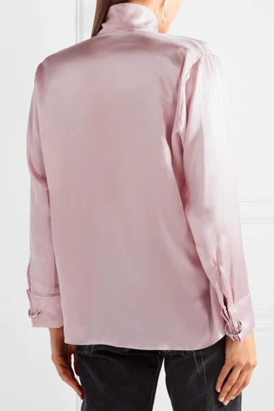 Shop Marques' Almeida Buckle-embellished Silk-satin Blouse In Baby Pink