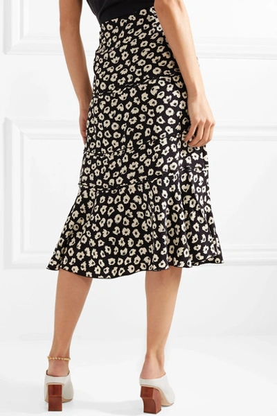 Shop Proenza Schouler Ruffled Floral-print Silk Crepe De Chine Midi Skirt