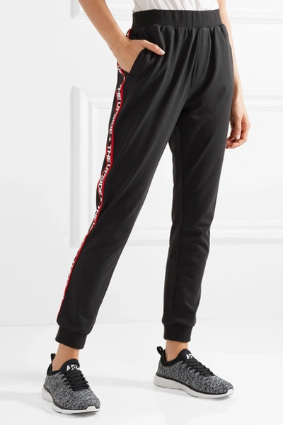 The Upside Star Bound Striped Cotton-blend Jersey Track Pants In Black