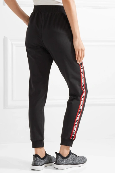 The Upside Star Bound Striped Cotton-blend Jersey Track Pants In Black