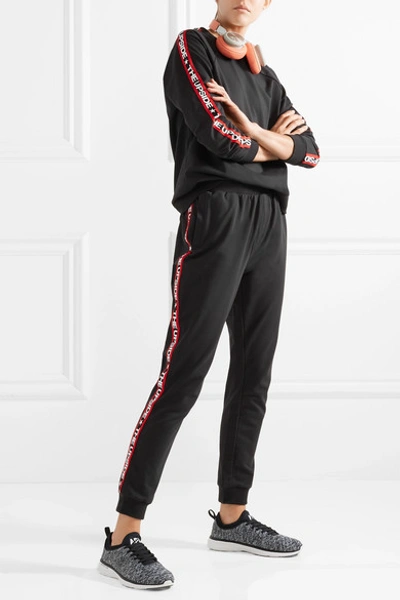 The Upside Star Bound Striped Cotton-blend Jersey Track Pants In Black