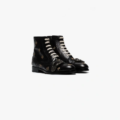 Shop Gucci Wasp Motif Buckled Boots In Black