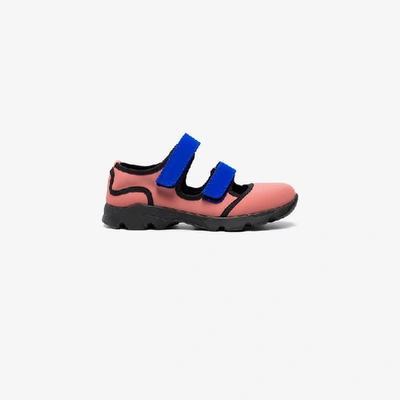 Shop Marni Pink Blue Neoprene Double Strap Sneakers In Pink/purple