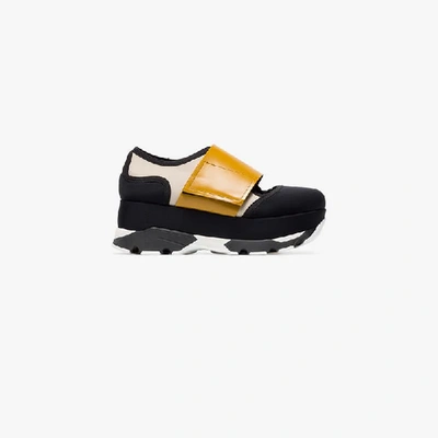 Shop Marni Black Yellow 65 Neoprene Platform Sneakers