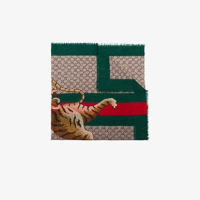 Shop Gucci "schal Mit ""bengal""-print" In Multicolour