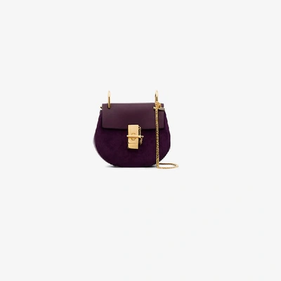 Shop Chloé Drew Mini Suede Shoulder Bag In Pink & Purple