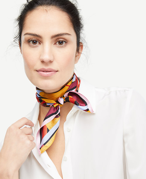 Ann Taylor Floral Silk Little Scarf In Viva Red | ModeSens