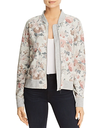 Shop Three Dots Floral Print Knit Bomber Jacket In Multi