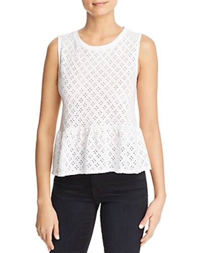 Shop Three Dots Eyelet Sleeveless Peplum Top In White