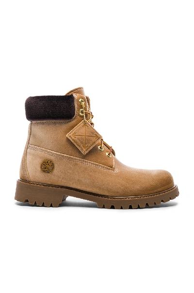 Shop Off-white X Timberland Velvet Hiking Boots In Camel