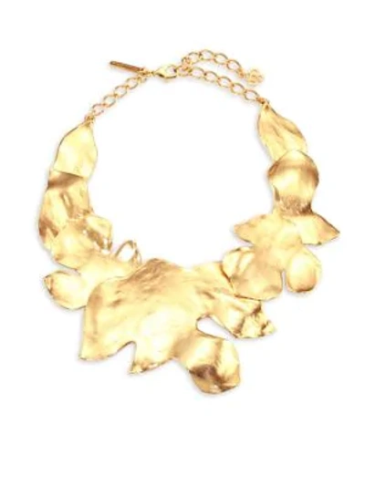 Shop Oscar De La Renta Golden Foliage Necklace In Yellow Gold