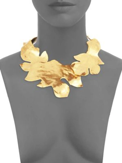 Shop Oscar De La Renta Golden Foliage Necklace In Yellow Gold