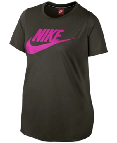 Shop Nike Plus Size Futura Logo T-shirt In Sequoia/hyper Magenta