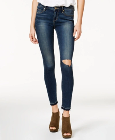 Shop Articles Of Society Sarah Ankle Skinny Ripped Released-hem Jeans In Wolf