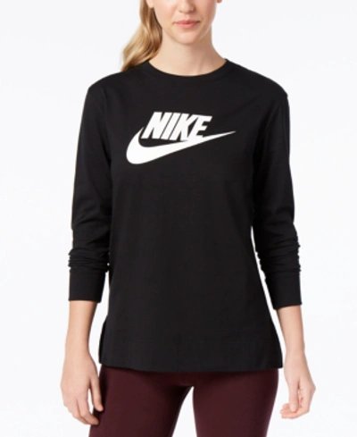 Shop Nike Sportswear Long-sleeve Logo T-shirt In Black