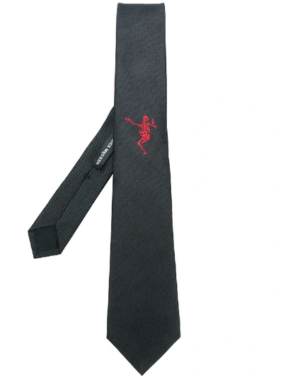 Shop Alexander Mcqueen Embroidered Skeleton Tie