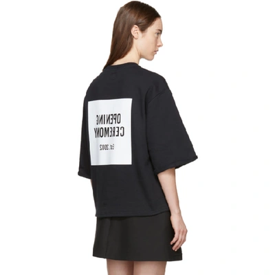 Shop Opening Ceremony Black Short Sleeve Logo Cut-off Sweatshirt