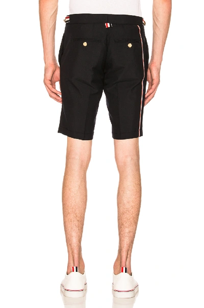 Shop Thom Browne Low Rise Skinny Shorts In Blue