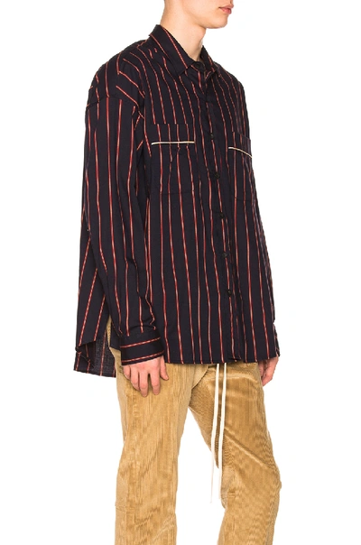 Shop Fear Of God Piped Oversized Shirt In Blue,stripes