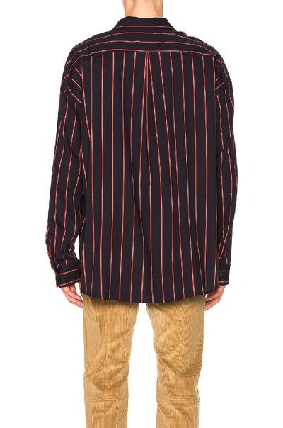 Shop Fear Of God Piped Oversized Shirt In Blue,stripes