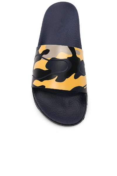 Shop Valentino Camouflage Slide Sandals In Blue,abstract