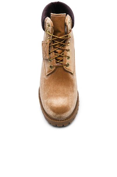 Shop Off-white X Timberland Velvet Hiking Boots In Neutrals