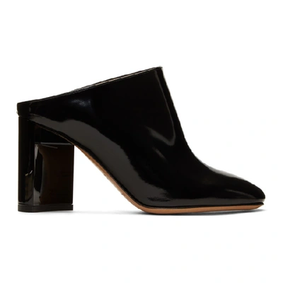 Shop Maison Margiela Black Patent Turn Heel Mules In 900black