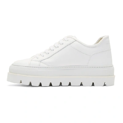 Shop Mm6 Maison Margiela White Leather Flatform Sneakers