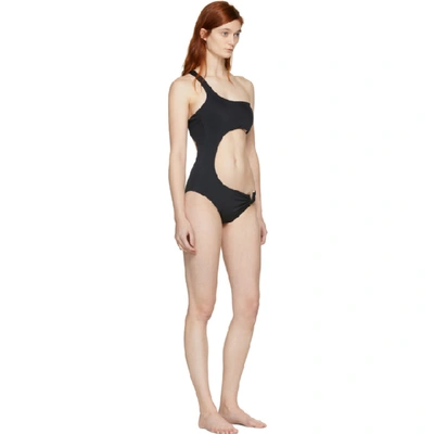 Shop Versace Underwear Black V Single-shoulder Swimsuit In A1008 Black