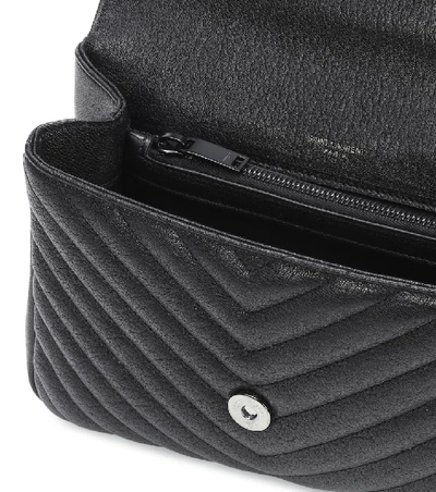 Shop Saint Laurent Medium Collège Monogram Leather Shoulder Bag In Black