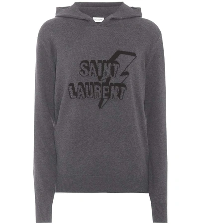 Shop Saint Laurent Cotton Knitted Sweatshirt In Grey