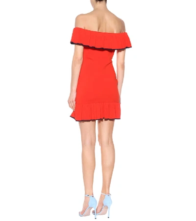 Shop Rebecca Vallance Off-the-shoulder Knitted Dress In Red