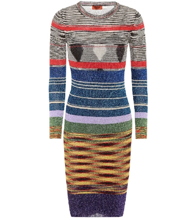 Shop Missoni Metallic Striped Dress In Multicoloured