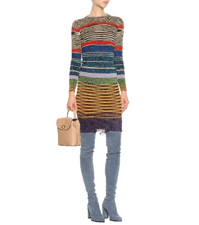 Shop Missoni Metallic Striped Dress In Multicoloured