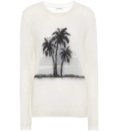 Shop Saint Laurent Sunset Mohair-blend Sweater In White