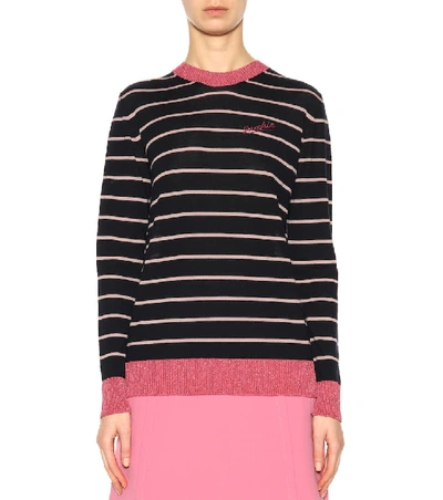 Shop Etre Cecile Frenchie Striped Wool-blend Sweater In Blue