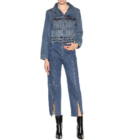 Shop Vetements High-rise Distressed Jeans In Blue