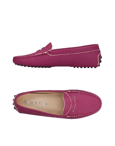 Shop Tod's Woman Loafers Mauve Size 6.5 Leather In Purple
